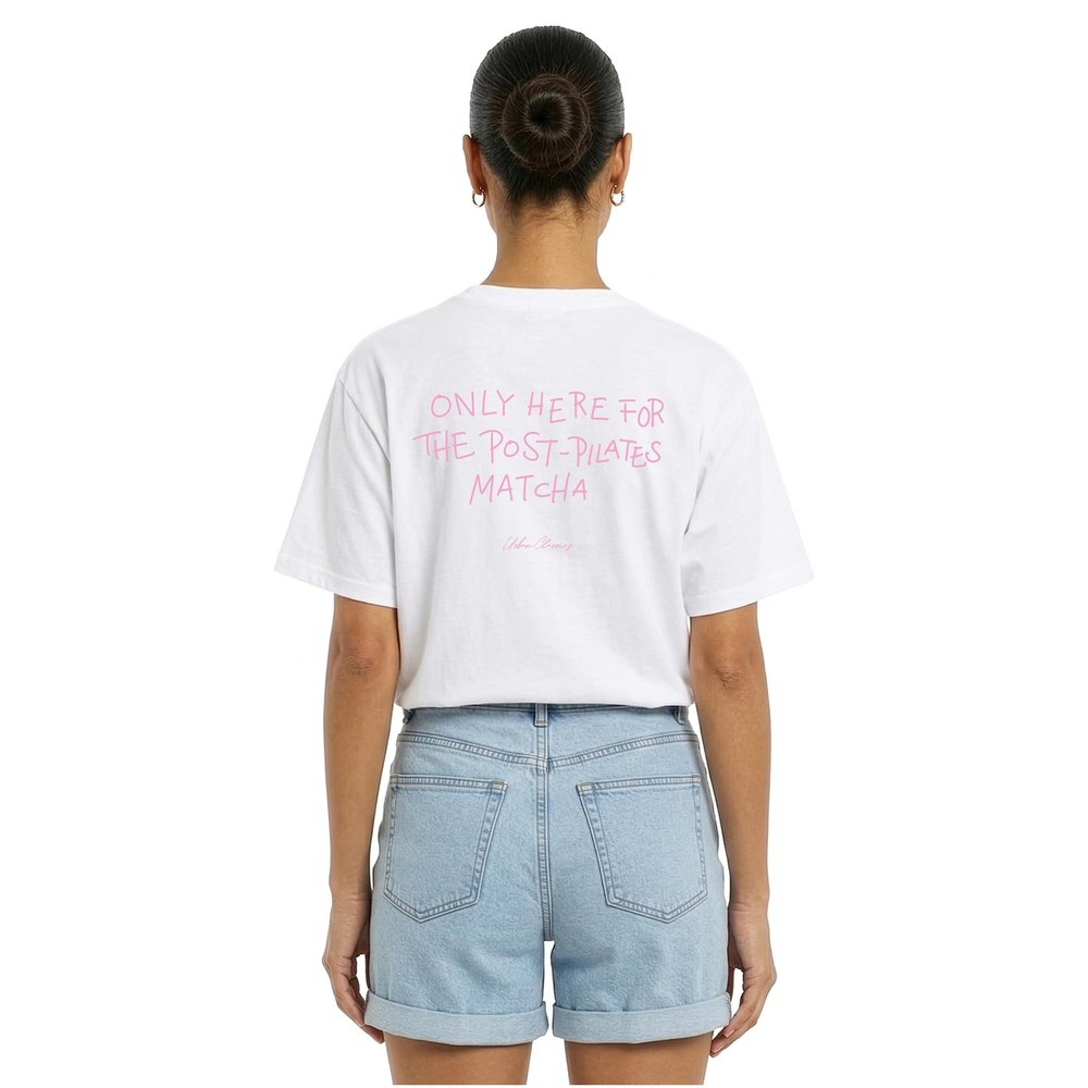 Urban Classics - Here For Matcha Loose Dames Tshirt - Wit
